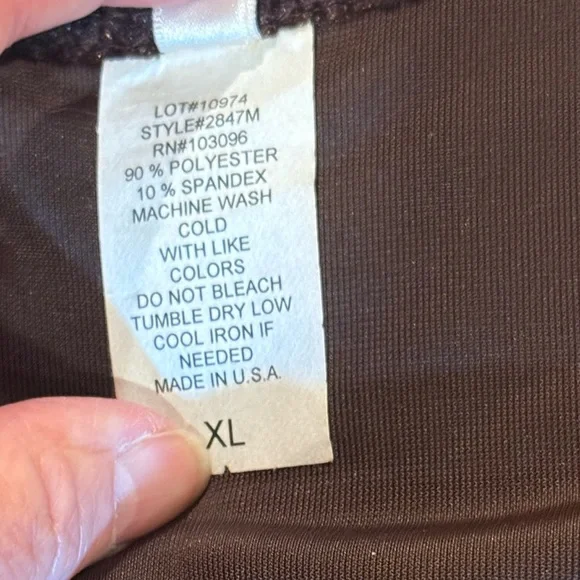 Discreet Brown Velvet Velour Ruched Sleeve top, size XL - Picture 5 of 8